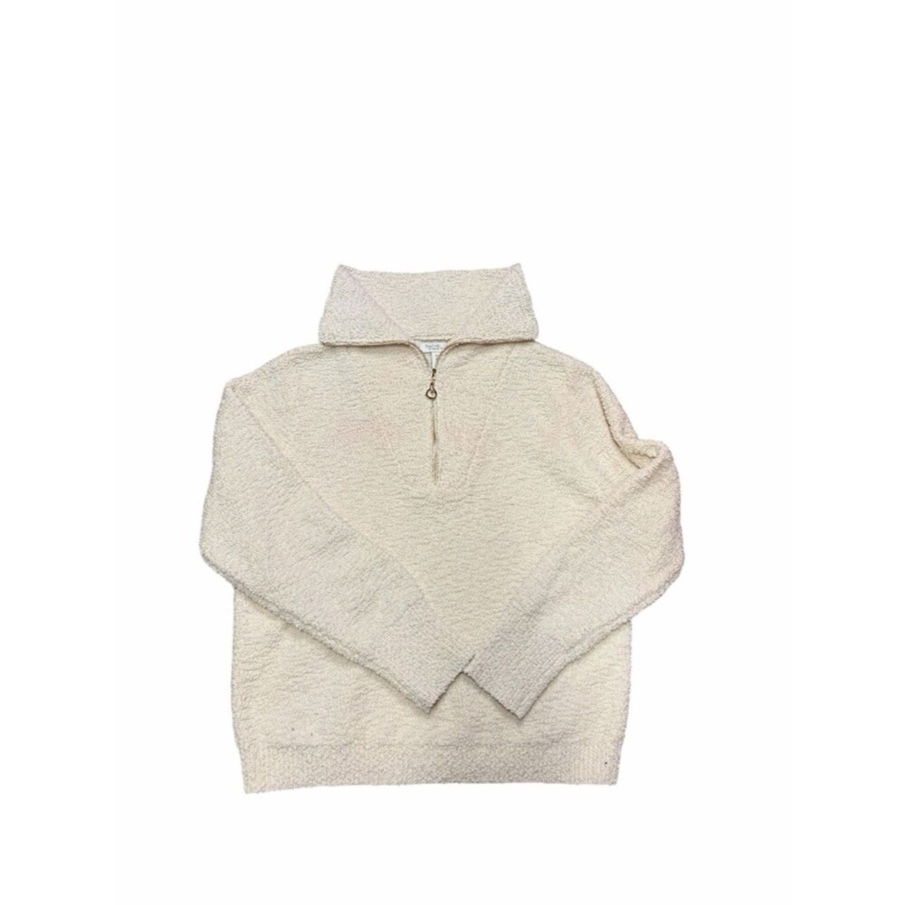 Rachel Zoe Sherpa Zip Up Pullover Cream Size XL